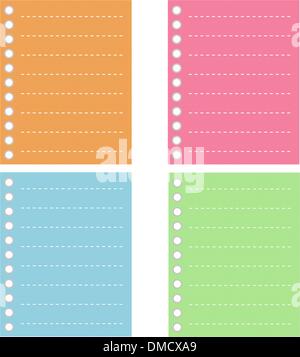 Four Color of  Lined Spiral Notepad Papers Stock Vector