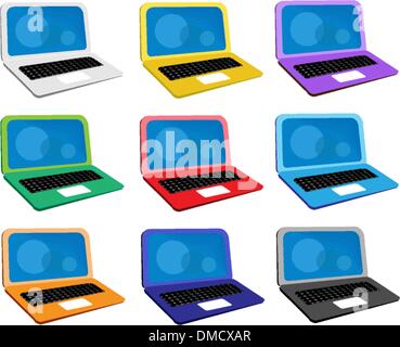 Colorful Illustration Set of Computer Notebook Icon Stock Vector