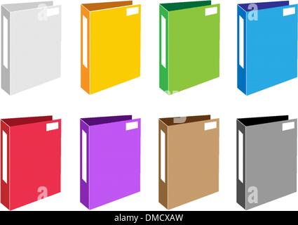 Colorful Illustration Set of Office Folder Icons Stock Vector