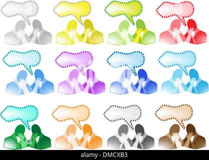 A Colorful Illustration Set of People Talk Stock Vector
