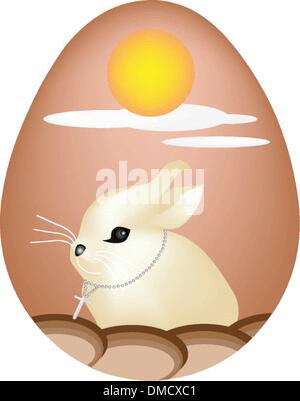 An Illustration of Rabbit Painted on Easter Eggs Stock Vector