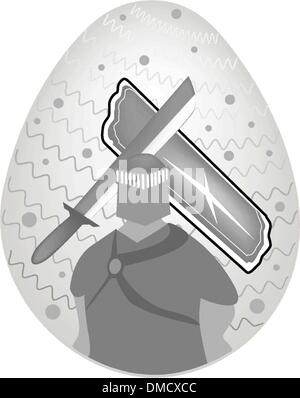 Illustration of Knight And Armor Painted on Easter Egg Stock Vector