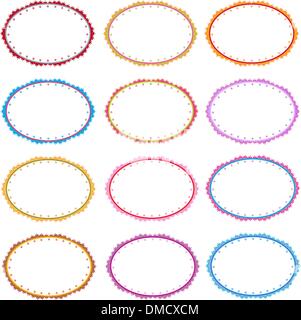 Colorful Illustration Set of Oval Vintage Frames Stock Vector