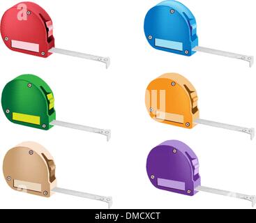 Colorful Illustration Set of Tape Measure Icons Stock Vector
