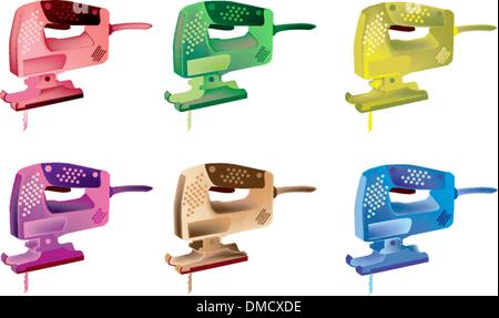 Colorful Illustration Set of Jigsaw Power Icons Stock Vector