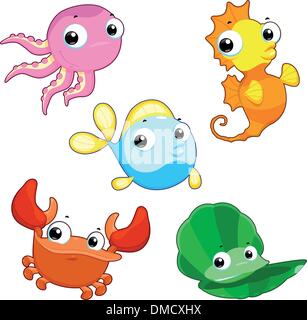 Happy sea family. Stock Vector