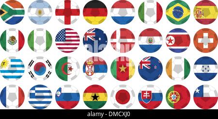 uniforms of national flags participating in world cup in circular shape Stock Vector