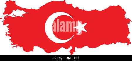 Turkey Map with Turkish Flag Stock Vector
