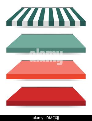 four different colored vector awnings Stock Vector