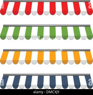 four different colored vector awnings Stock Vector