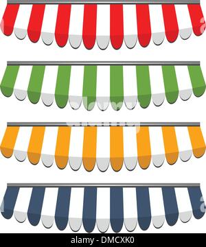 four different colored vector awnings Stock Vector