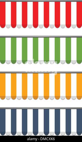 four different colored vector awnings Stock Vector