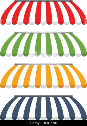 four different colored vector awnings Stock Vector