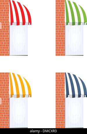 four different colored vector awnings Stock Vector