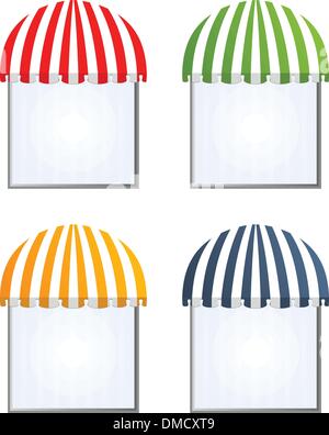 four different colored vector awnings Stock Vector
