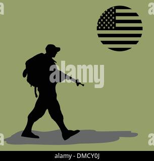 Silhouette of an army soldier Stock Vector