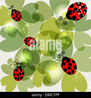 Transparent clover and ladybug background Stock Vector