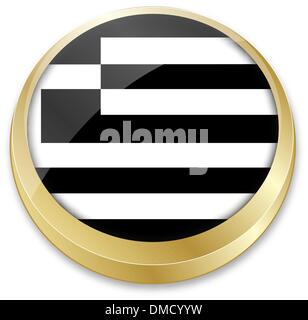 flag of greece in button shape Stock Vector
