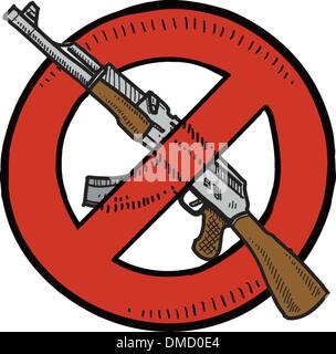 Assault weapons ban sketch Stock Vector
