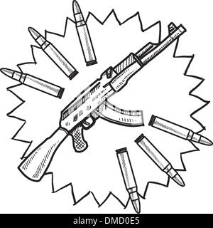 Assault rifle sketch Stock Vector