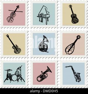 Postage stamp instruments Stock Vector