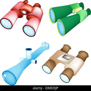 An Illustration Set of Four Style Binoculars Stock Vector