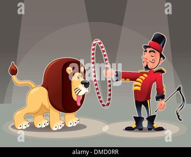 Lion Tamer with lion. Stock Vector