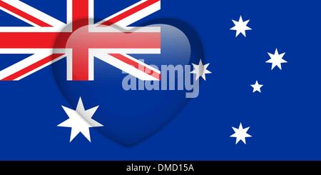 Australia Flag Heart Glossy Button Stock Vector