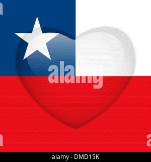 Chile Flag Heart Glossy Button Stock Vector