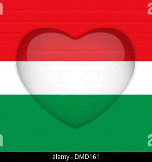 Hungary Flag Heart Glossy Button Stock Vector