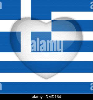 Greece Flag Heart Glossy Button Stock Vector