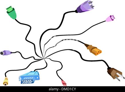 A Colorful Illustration Set of Computer Connectors Stock Vector