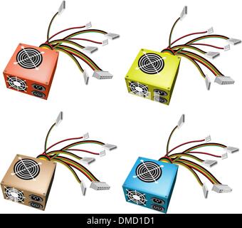 Colorful Illustration Set of Power Supply Box Stock Vector