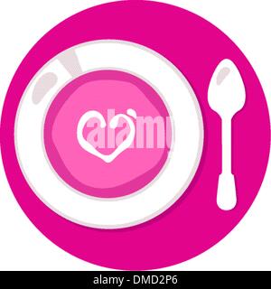 Pink Valentines love soup in circle isolated on white Stock Vector