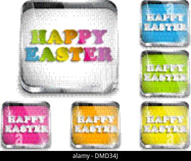 Happy Easter Glossy Application Button Stock Vector
