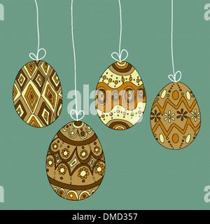 Hanging easter eggs Stock Vector
