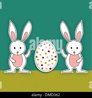 Two Baby Easter bunnies with egg Stock Vector