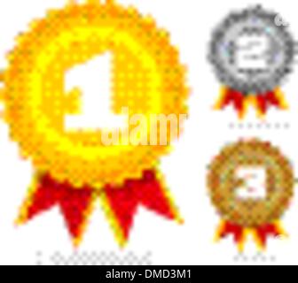 Gold, silver and bronze awards. Stock Vector