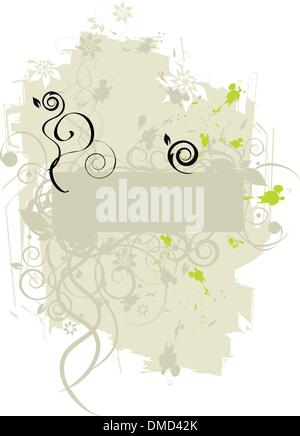 Floral grunge frame with place for your text Stock Vector