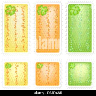 Illustration Set of Four Leaf Clovers Banner Stock Vector