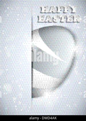 Happy Easter Silver Egg Shiny Metal Stock Vector
