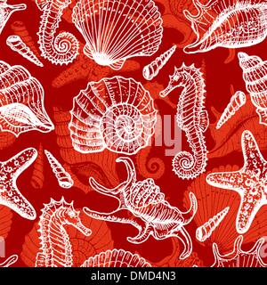 Sea hand drawn seamless pattern Stock Vector