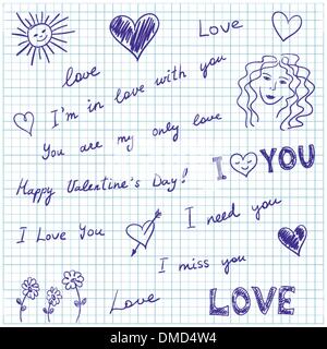 Love messages and doodles Stock Vector
