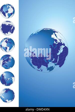 World map, 3D globe series Stock Vector