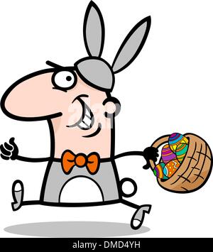 man in easter bunny costume cartoon Stock Vector