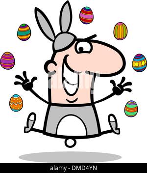 man in easter bunny costume cartoon Stock Vector