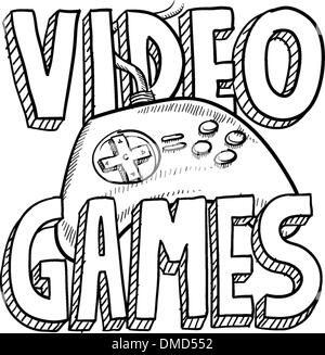 Video games sketch Stock Vector