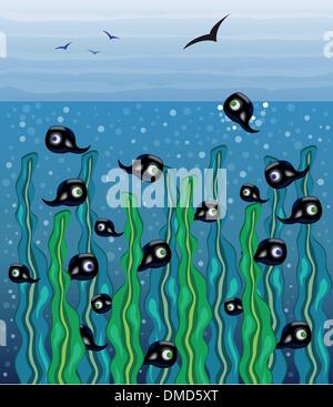 Cute picture with tadpoles. Stock Vector