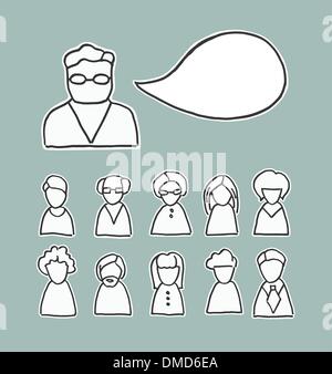 Retro people icons with speech bubble Stock Vector