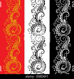 Three decorative flower seamless patterns Stock Vector